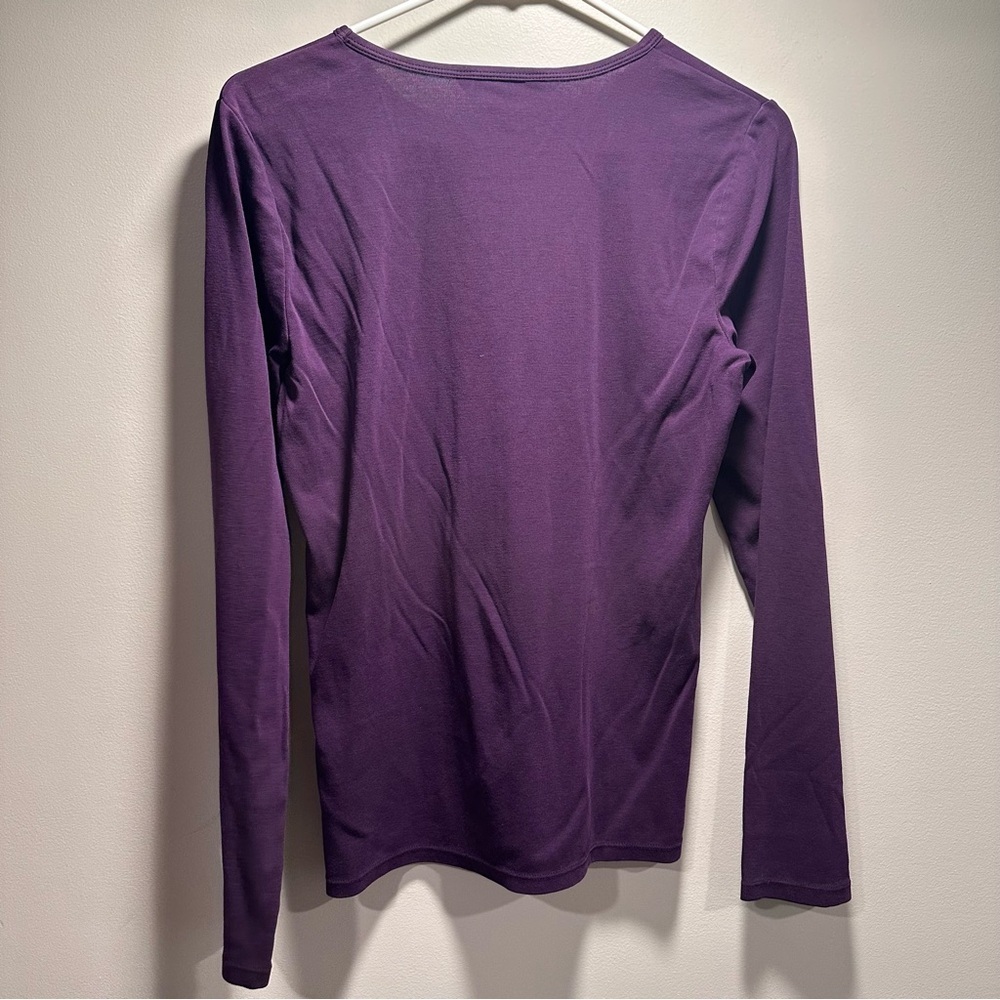 FREE* Lauren Ralph Lauren Purple Long Sleeve Top 93%Cotton Signature Corner L - Picture 9 of 16